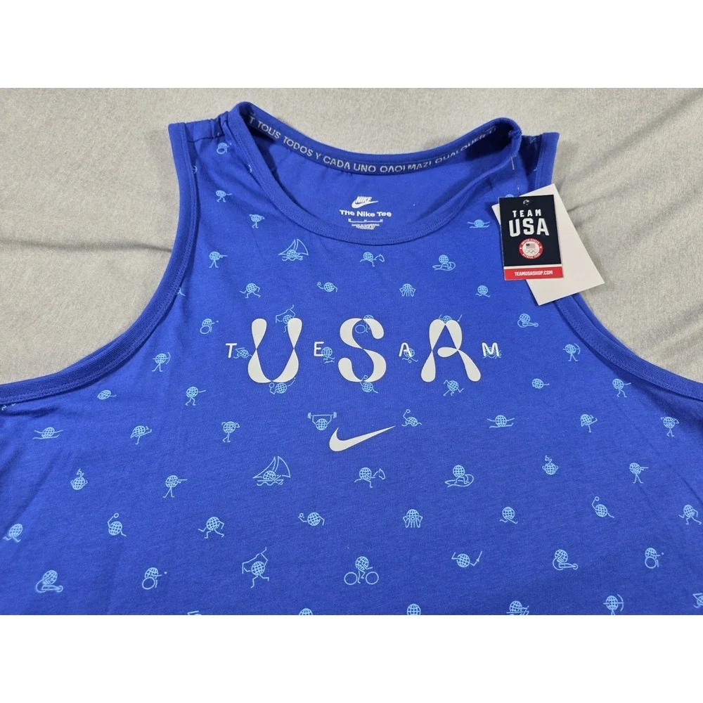 NWT Nike USA‎ Team Shirt Mens Medium Blue All Over Print Tank Top